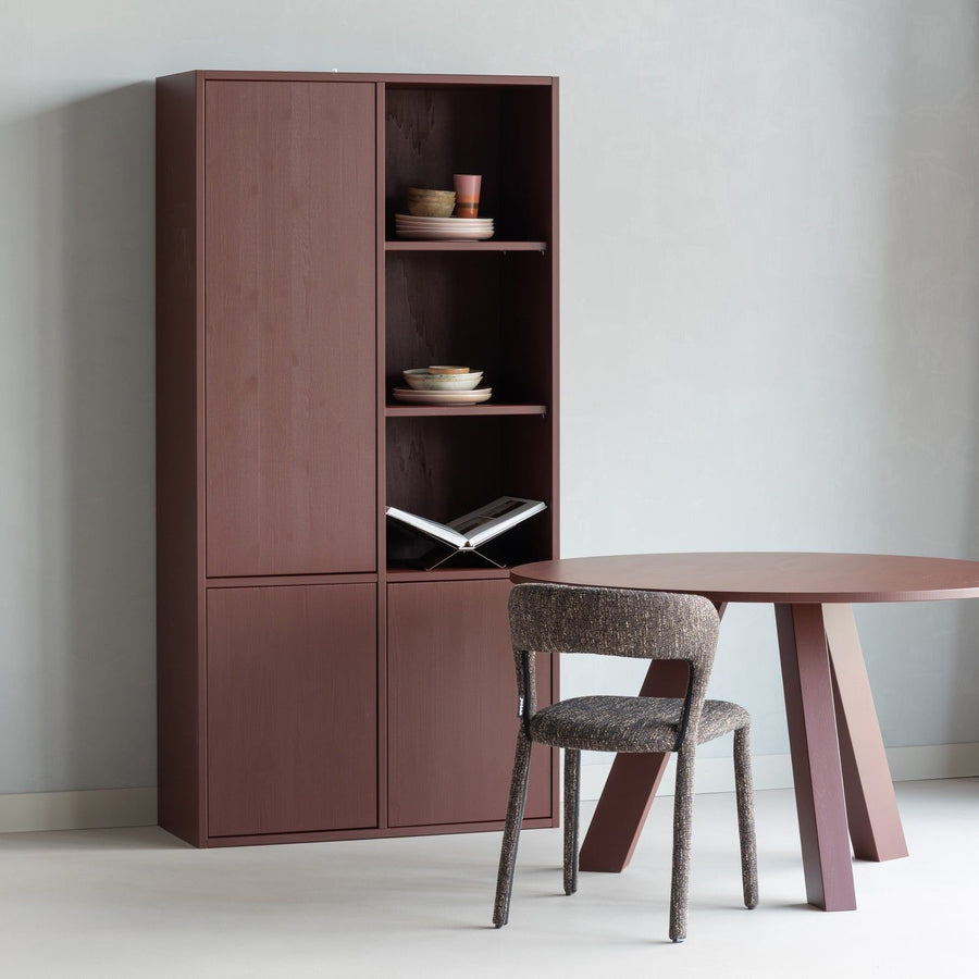 RHONDA EETTAFEL O129 CM EIKEN BORDEAUXROOD [fsc]