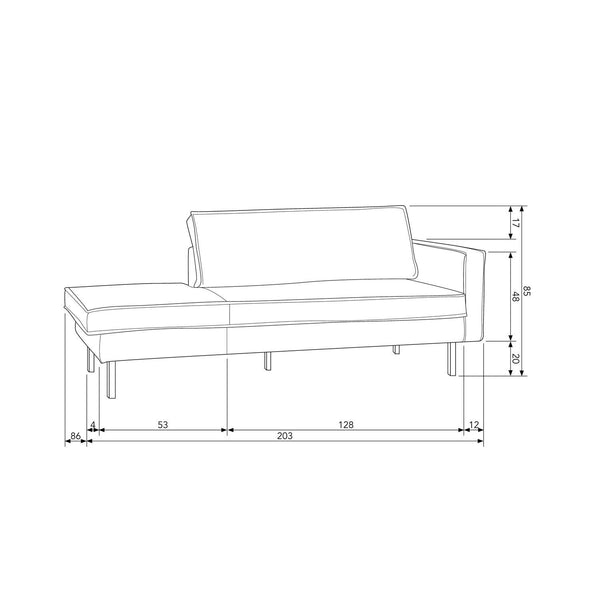 RODEO DAYBED RECHTS ECOLEER ZWART