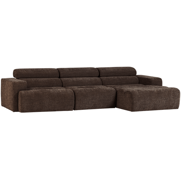 NOVI CHAISE LONGUE BANK RECHTS DONKERBRUIN MELANGE