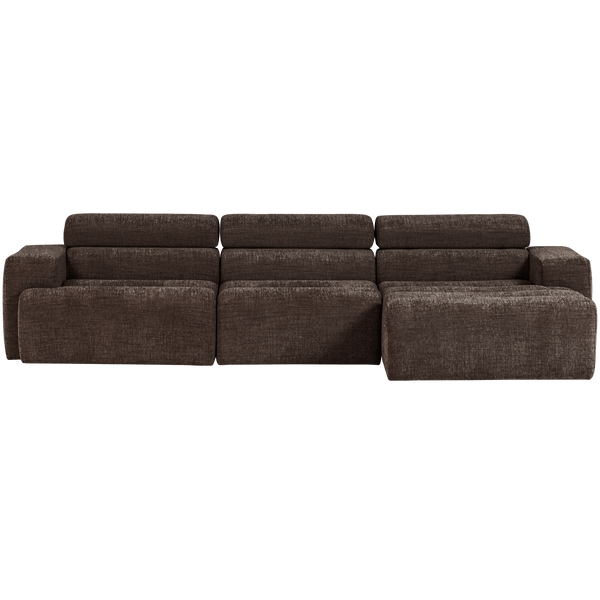 NOVI CHAISE LONGUE BANK RECHTS DONKERBRUIN MELANGE