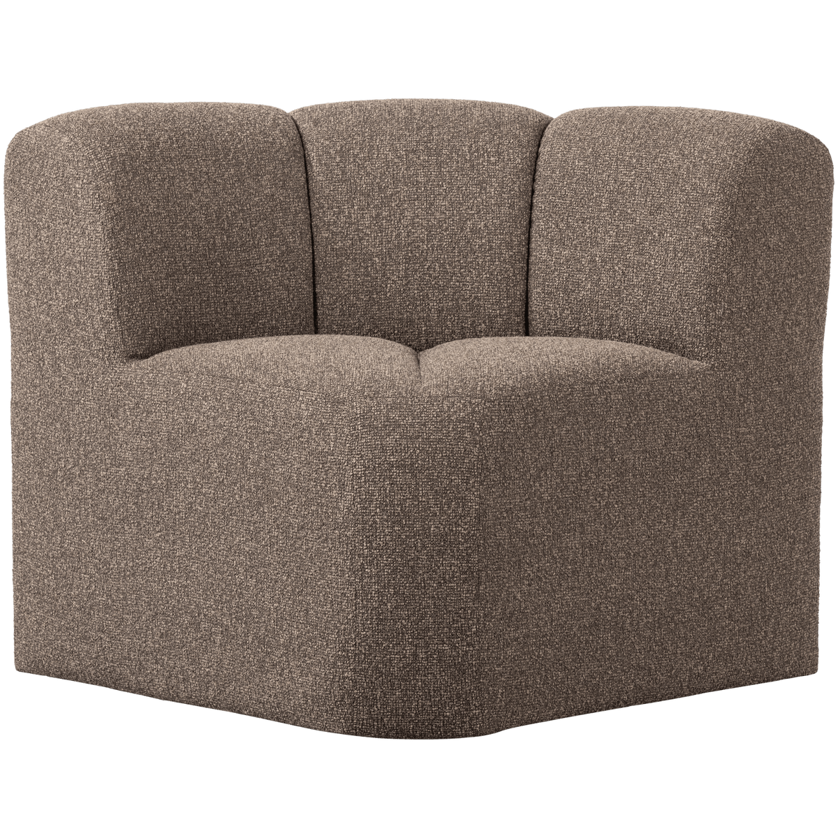 MOJO EETBANK HOEK MET RUGLEUNING BOUCLE BRUIN MELANGE