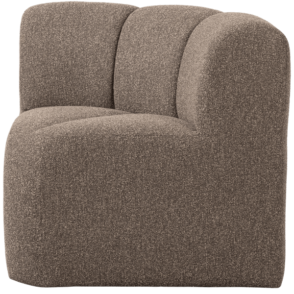 MOJO EETBANK HOEK MET RUGLEUNING BOUCLE BRUIN MELANGE