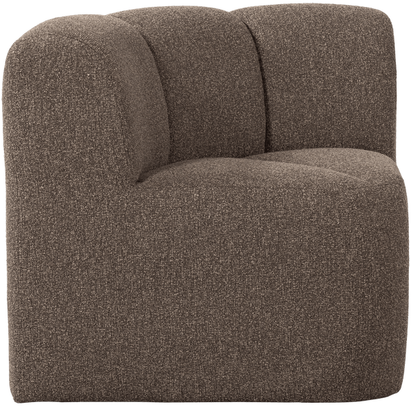 MOJO EETBANK HOEK MET RUGLEUNING BOUCLE BRUIN MELANGE