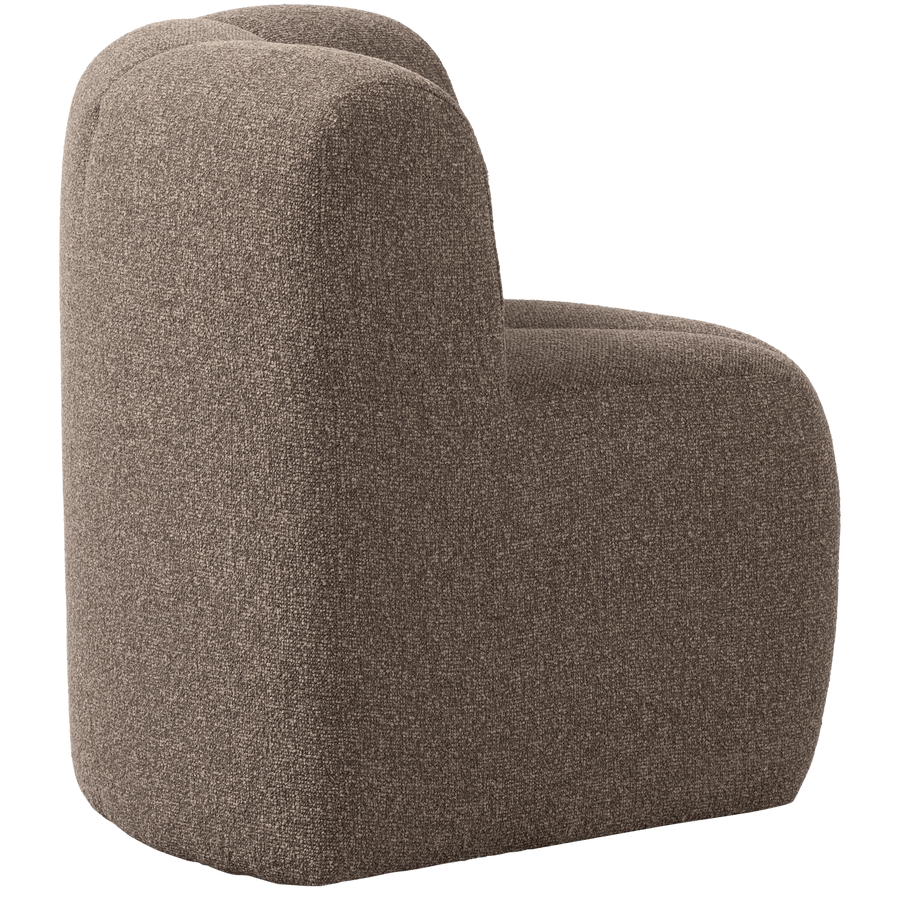 MOJO EETBANK HOEK MET RUGLEUNING BOUCLE BRUIN MELANGE