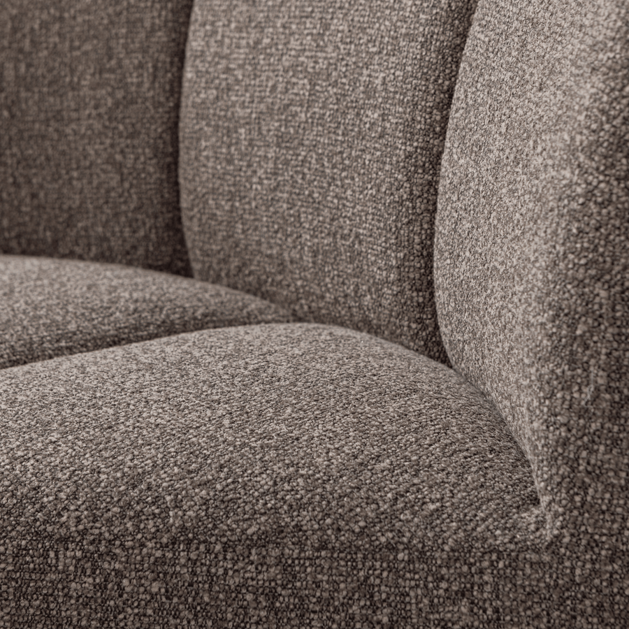 MOJO EETBANK HOEK MET RUGLEUNING BOUCLE BRUIN MELANGE