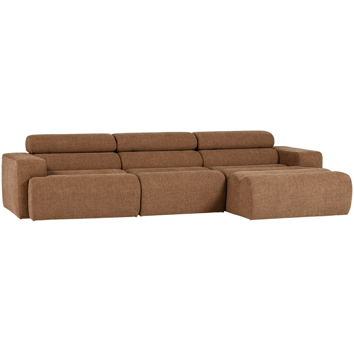 NOVI CHAISE LONGUE BANK RECHTS BOUCLE KARAMELBRUIN