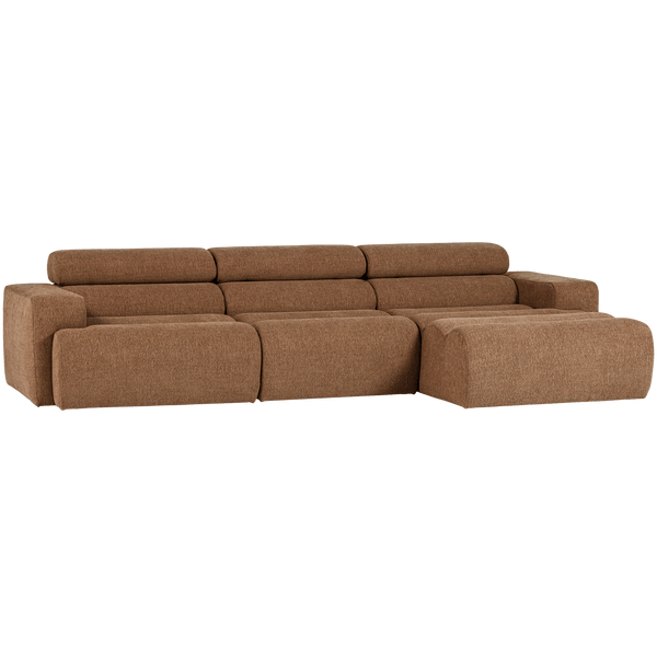 NOVI CHAISE LONGUE BANK RECHTS BOUCLE KARAMELBRUIN