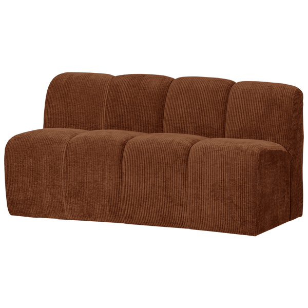MOJO EETBANK 164 CM MET RUGLEUNING RIBSTOF ROESTBRUIN