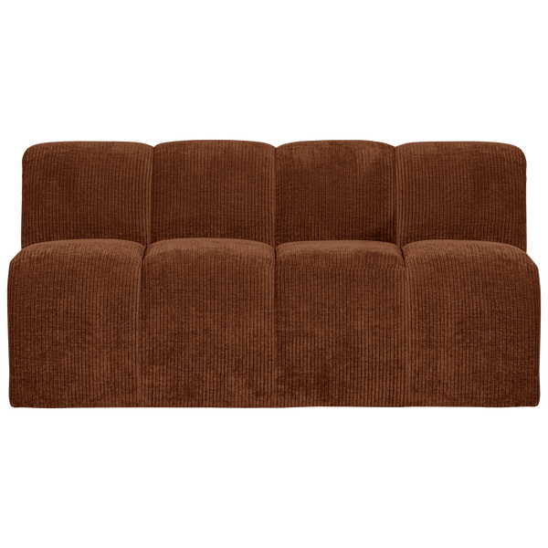 MOJO EETBANK 164 CM MET RUGLEUNING RIBSTOF ROESTBRUIN