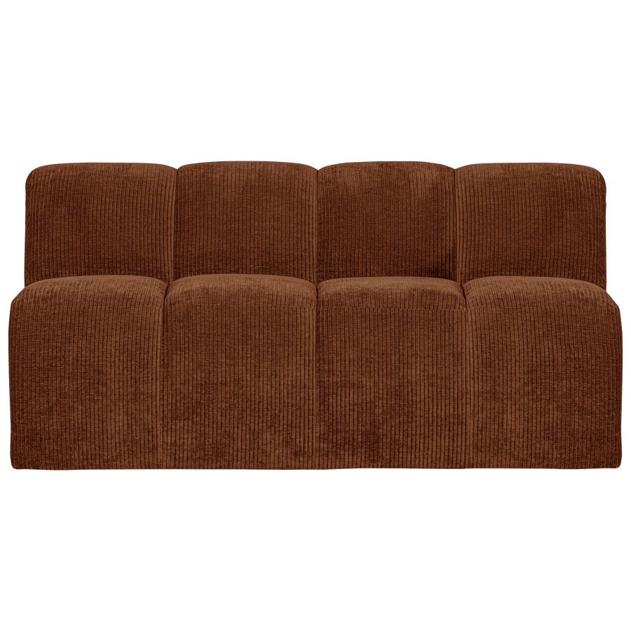 MOJO EETBANK 164 CM MET RUGLEUNING RIBSTOF ROESTBRUIN