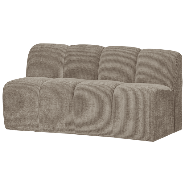 MOJO EETBANK 164 CM MET RUGLEUNING RIBSTOF DONKERZAND
