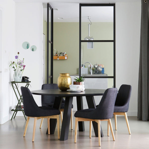 RHONDA XL EETTAFEL O150 CM EIKEN BLACKNIGHT [fsc]