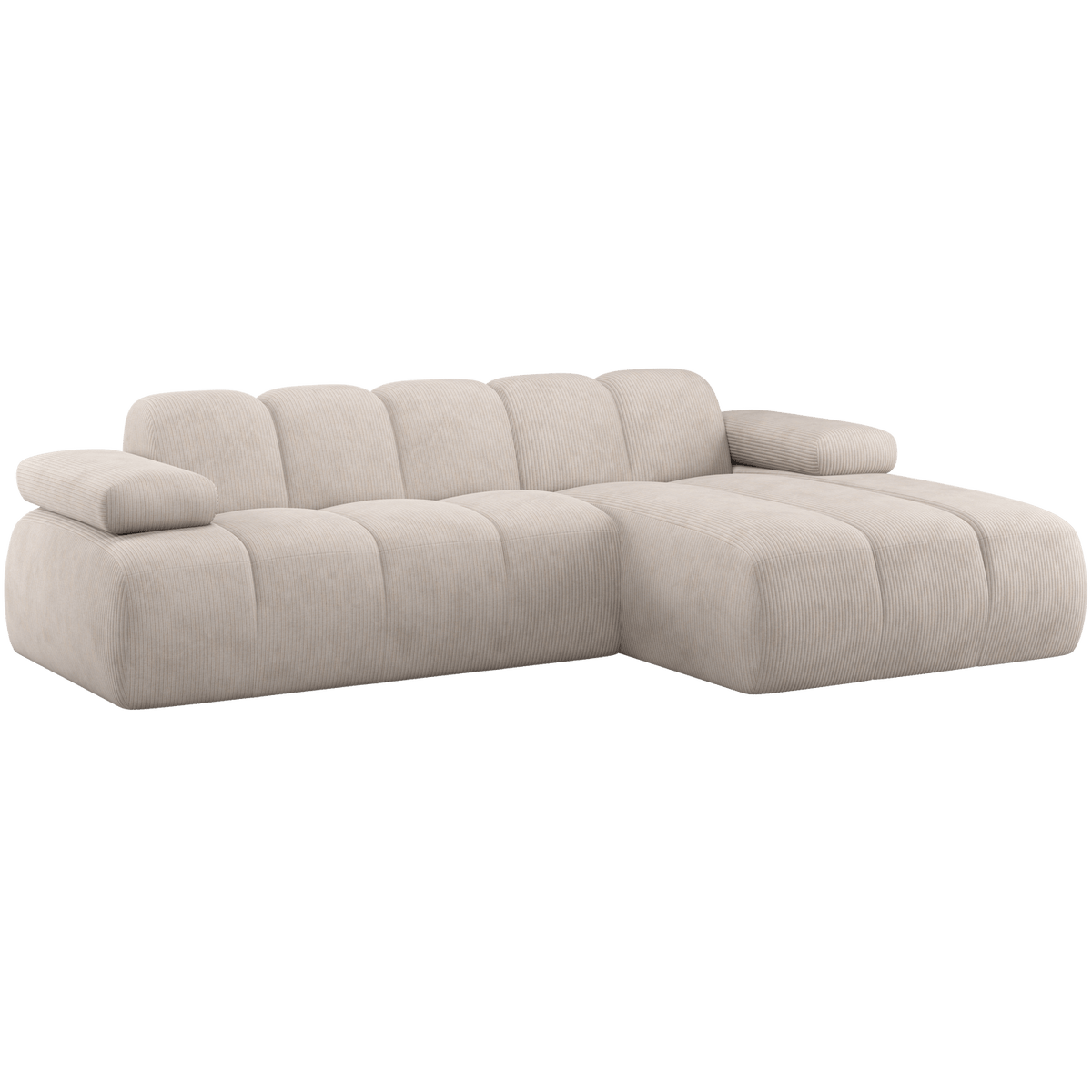 MOJO CHAISE LONGUE BANK RECHTS RIBSTOF ECRU