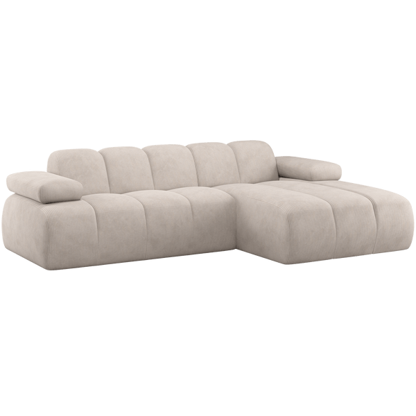 MOJO CHAISE LONGUE BANK RECHTS RIBSTOF ECRU