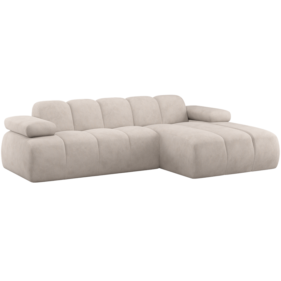MOJO CHAISE LONGUE BANK RECHTS RIBSTOF ECRU