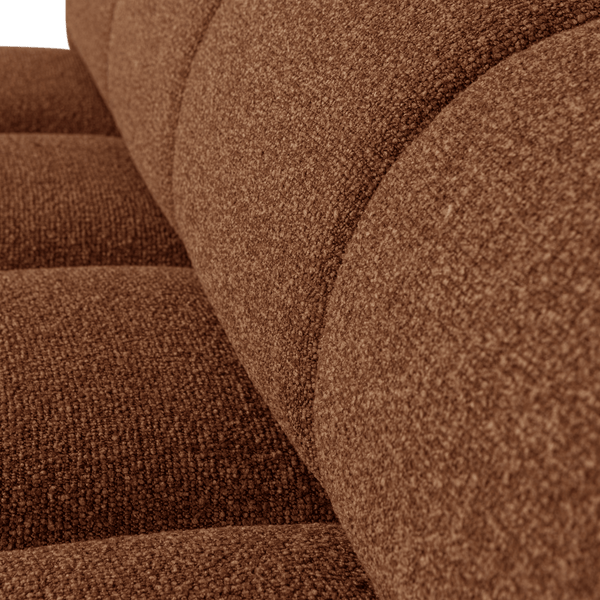 MOJO EETBANK 164 CM MET RUGLEUNING BOUCLE ROESTBRUIN MEL