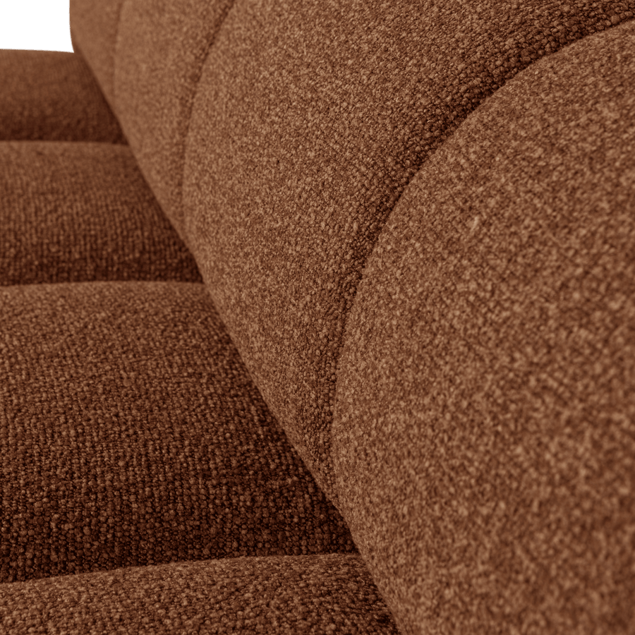 MOJO EETBANK 164 CM MET RUGLEUNING BOUCLE ROESTBRUIN MEL