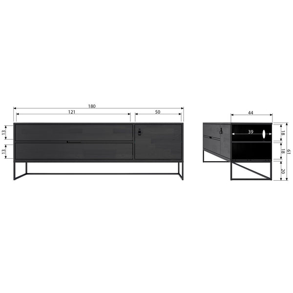 SILAS TV MEUBEL 180 CM ESSEN BLACKNIGHT [fsc]
