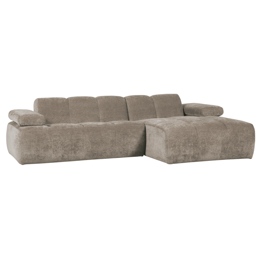 MOJO CHAISE LONGUE BANK RECHTS RIBSTOF DONKERZAND