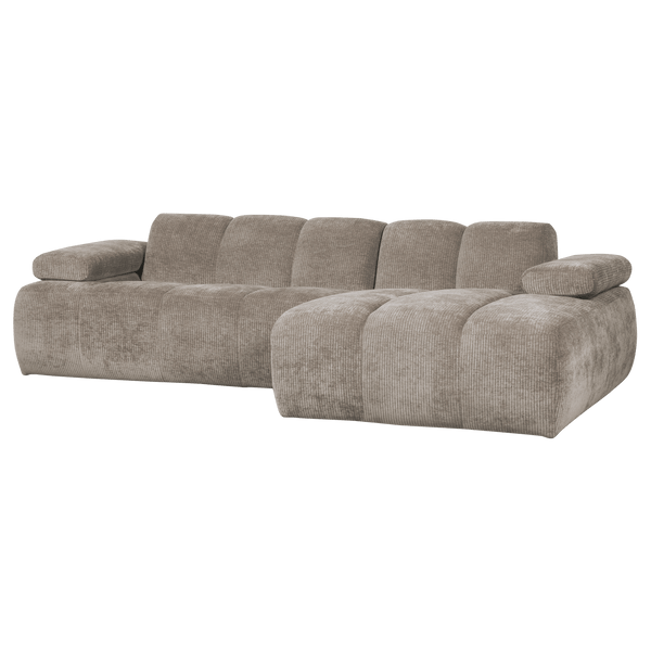 MOJO CHAISE LONGUE BANK RECHTS RIBSTOF DONKERZAND