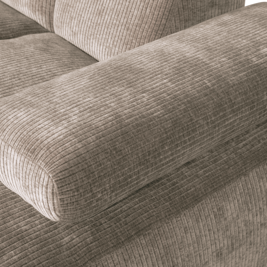 MOJO CHAISE LONGUE BANK RECHTS RIBSTOF DONKERZAND