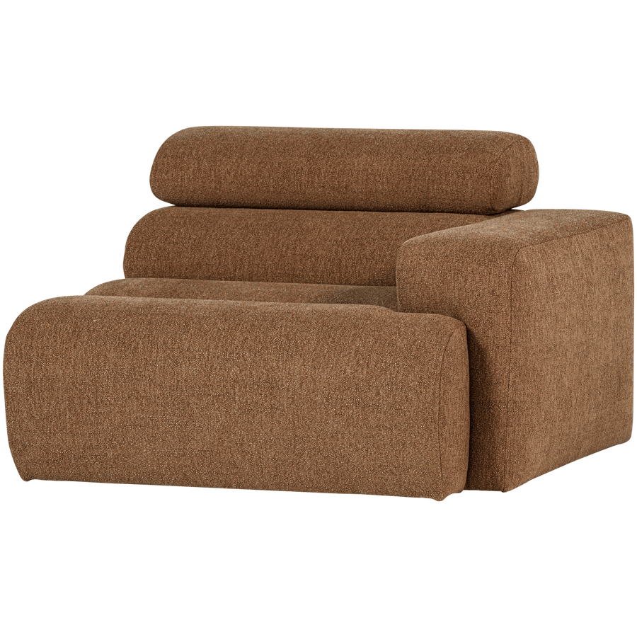 NOVI 1-ZITS ELEMENT ARM RECHTS BOUCLE KARAMELBRUIN