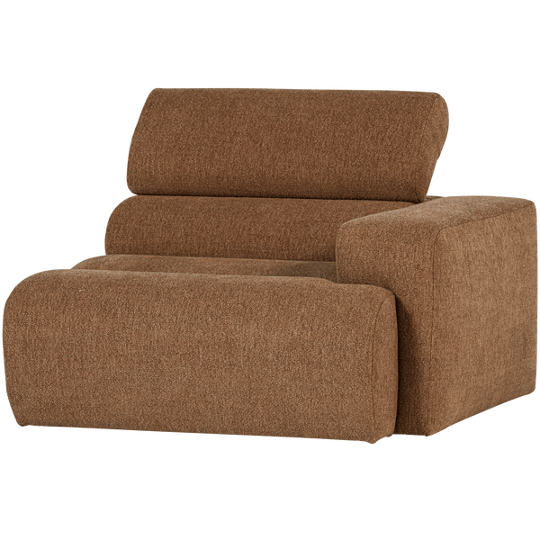 NOVI 1-ZITS ELEMENT ARM RECHTS BOUCLE KARAMELBRUIN