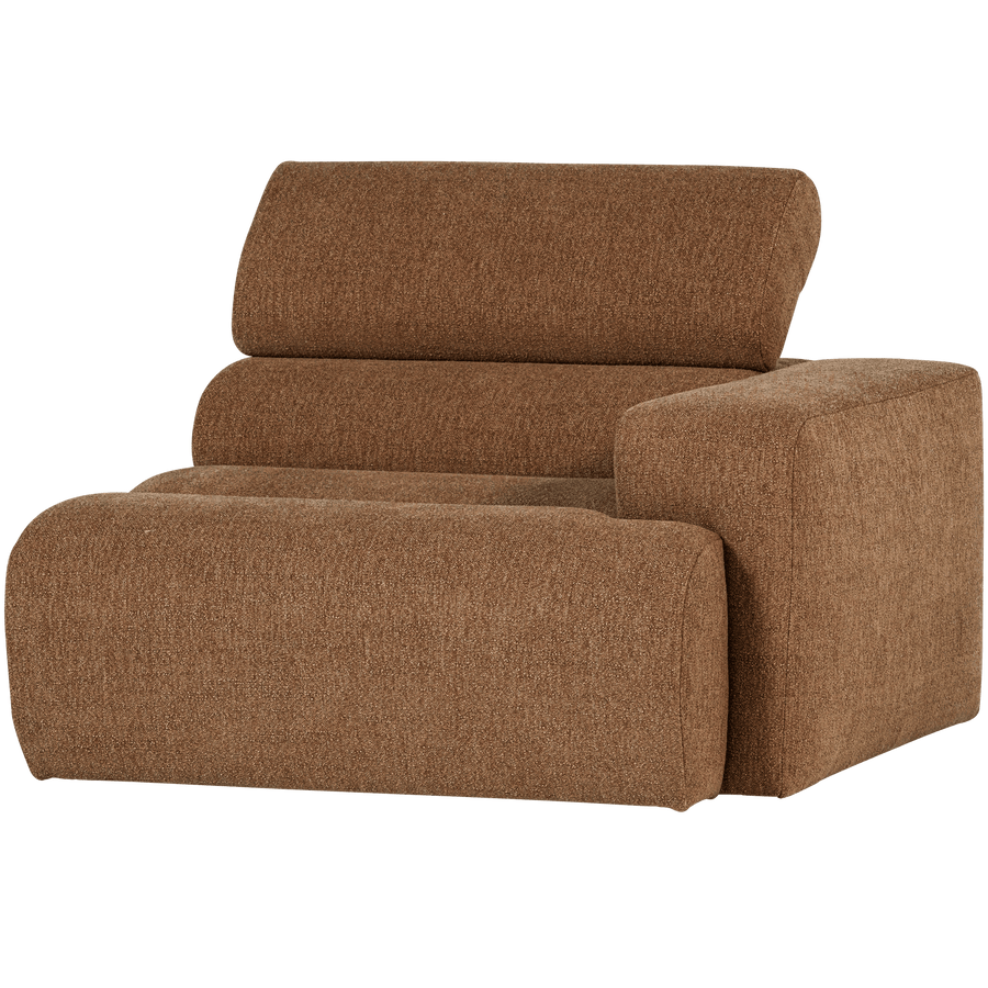 NOVI 1-ZITS ELEMENT ARM RECHTS BOUCLE KARAMELBRUIN