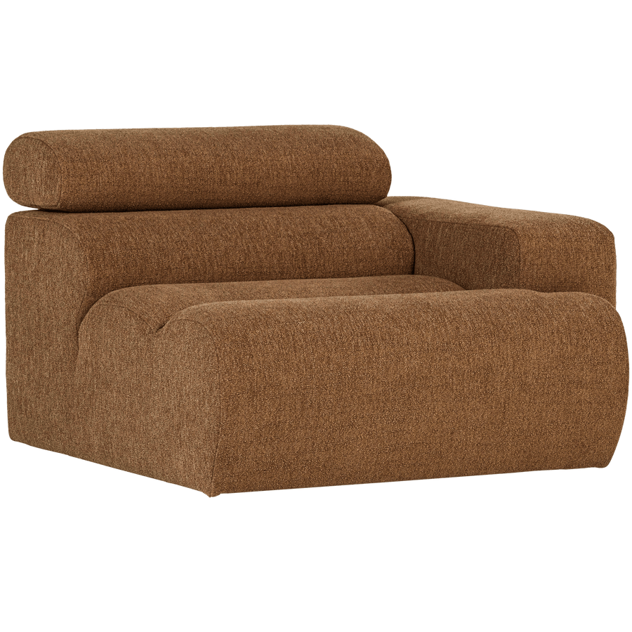 NOVI 1-ZITS ELEMENT ARM RECHTS BOUCLE KARAMELBRUIN