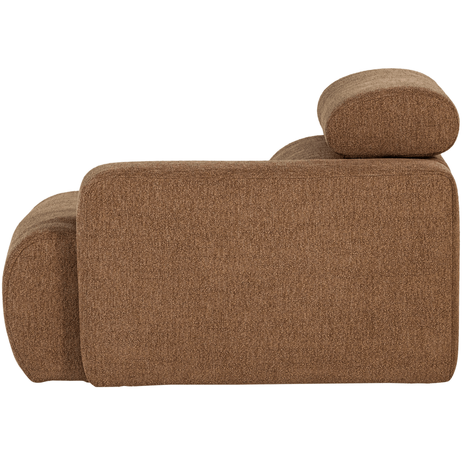 NOVI 1-ZITS ELEMENT ARM RECHTS BOUCLE KARAMELBRUIN