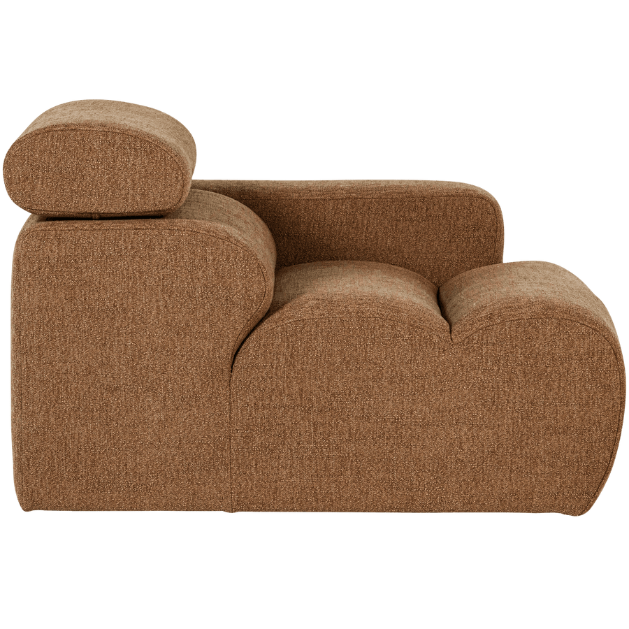 NOVI 1-ZITS ELEMENT ARM RECHTS BOUCLE KARAMELBRUIN