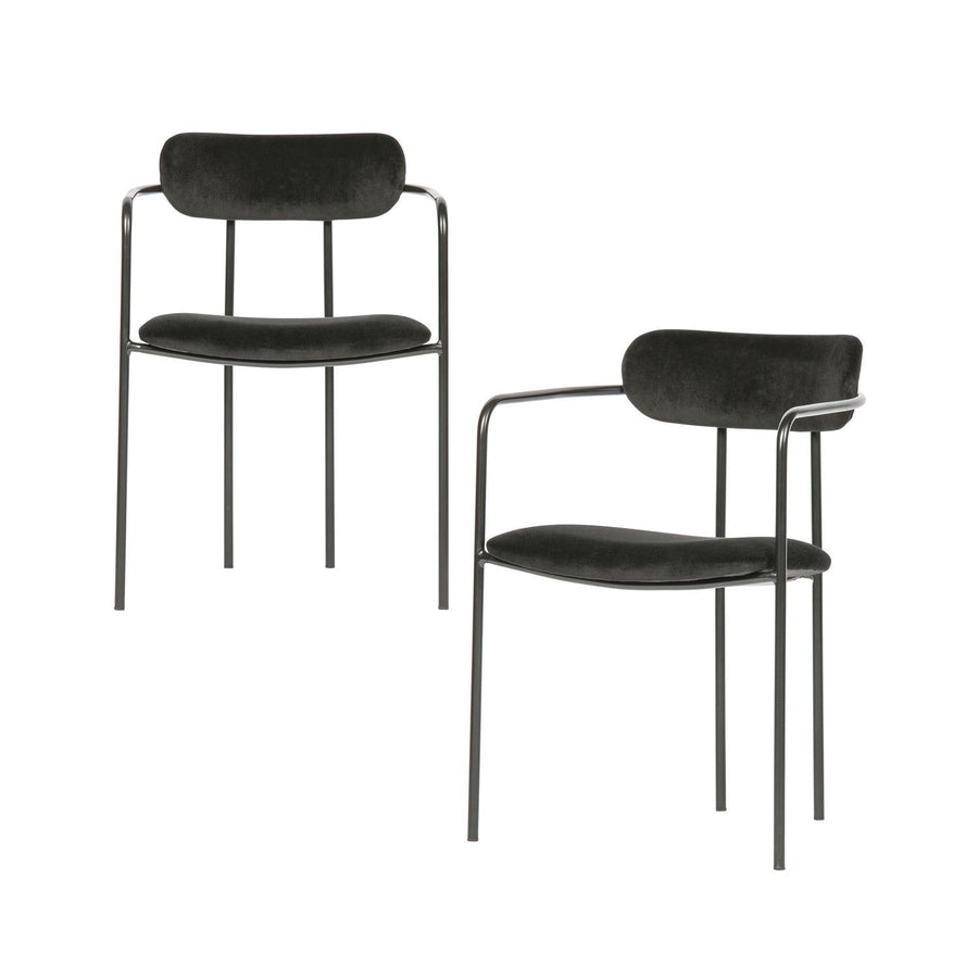 IVY EETKAMERSTOEL VELVET ZWART (set of 2)