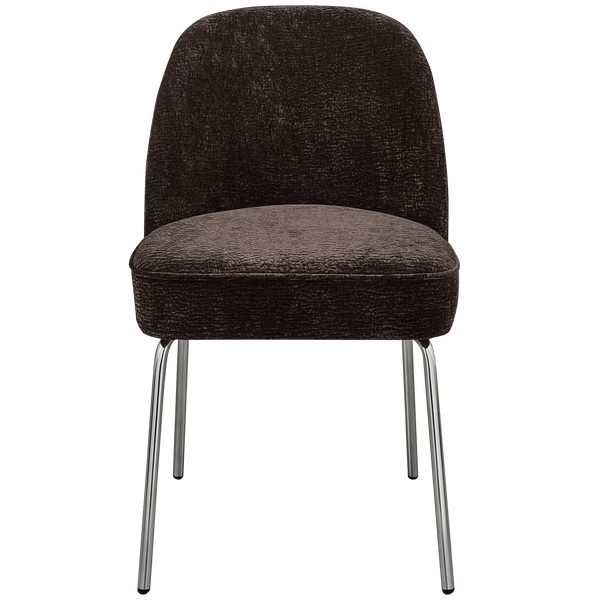 VOGUE EETKAMERSTOEL 3D CHENILLE DONKERBRUIN CHROME POOT (set of 2)