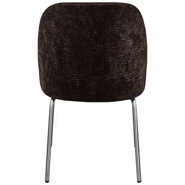 VOGUE EETKAMERSTOEL 3D CHENILLE DONKERBRUIN CHROME POOT (set of 2)