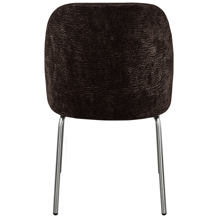 VOGUE EETKAMERSTOEL 3D CHENILLE DONKERBRUIN CHROME POOT (set of 2)