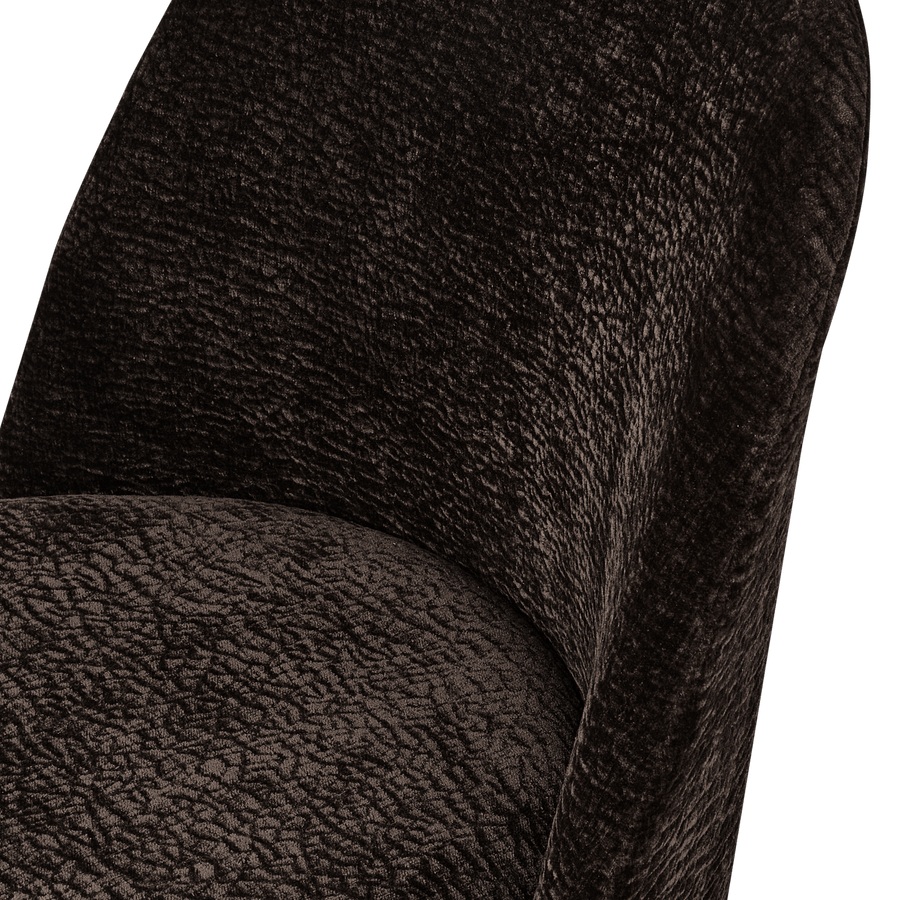 VOGUE EETKAMERSTOEL 3D CHENILLE DONKERBRUIN CHROME POOT (set of 2)