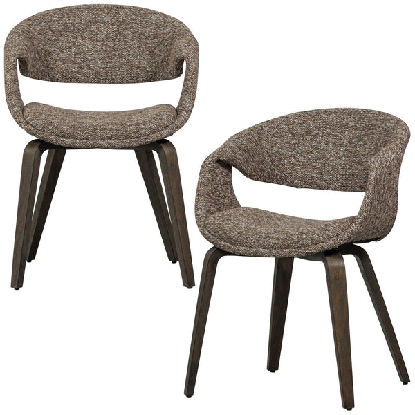 YOSSI EETKAMERSTOEL BRUIN MET HOUTEN POOT DONKERBRUIN (set of 2)