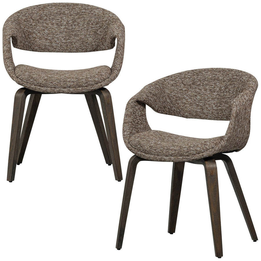 YOSSI EETKAMERSTOEL BRUIN MET HOUTEN POOT DONKERBRUIN (set of 2)