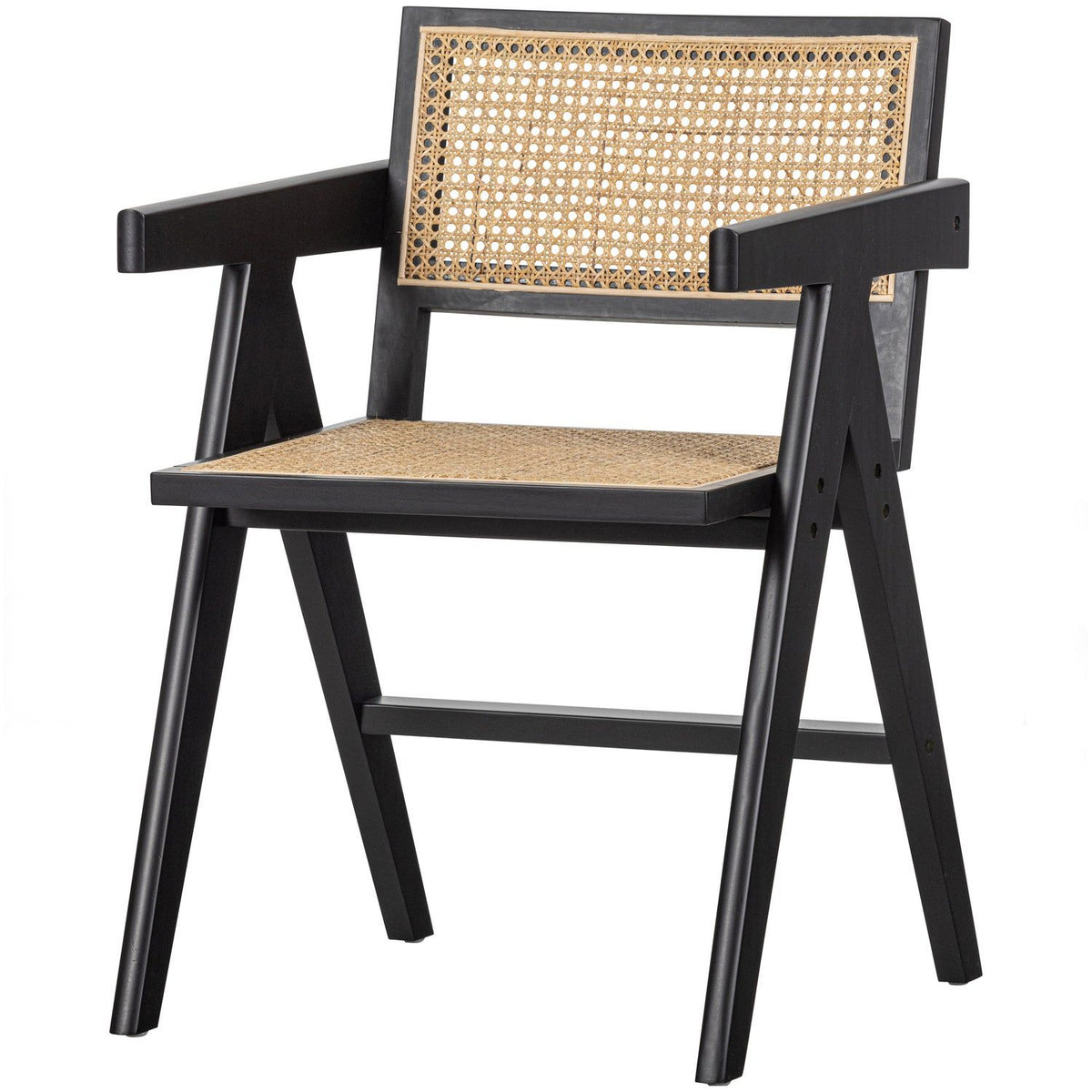 GUNN EETKAMERSTOEL RATTAN/HOUT ZWART