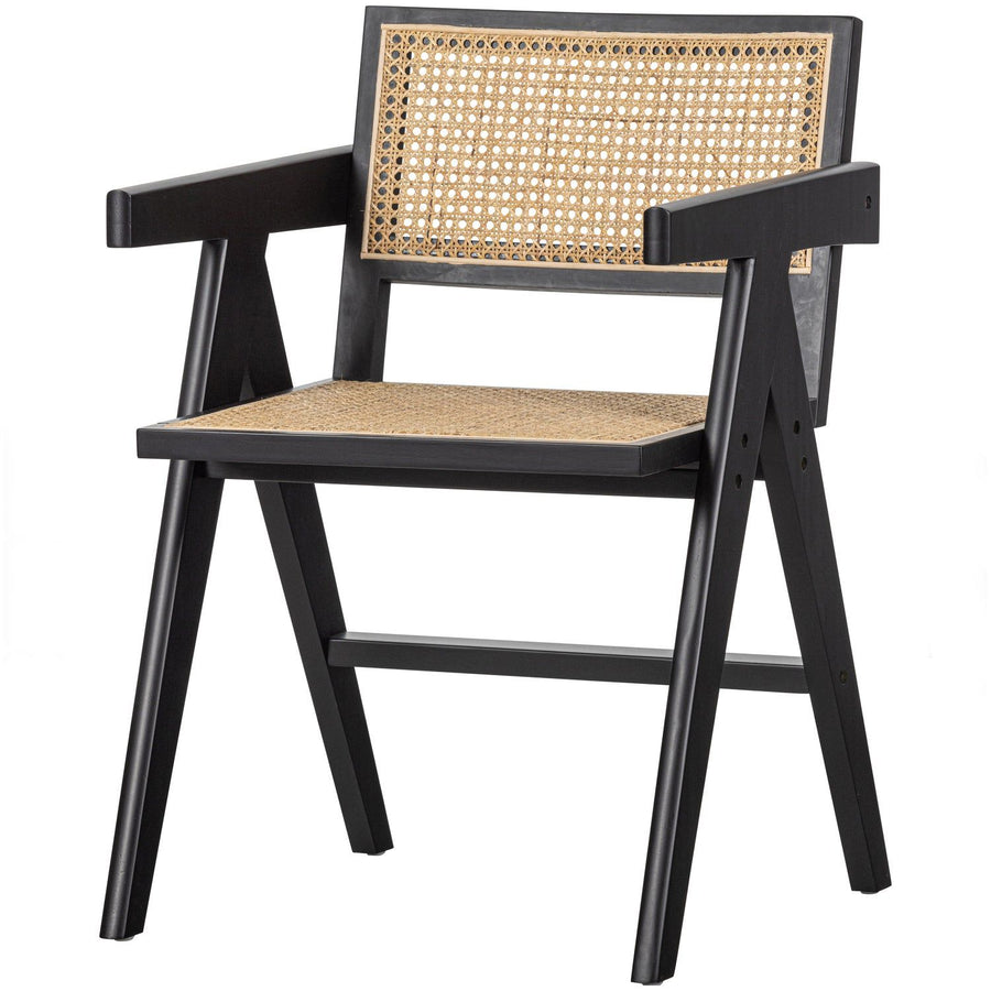 GUNN EETKAMERSTOEL RATTAN/HOUT ZWART