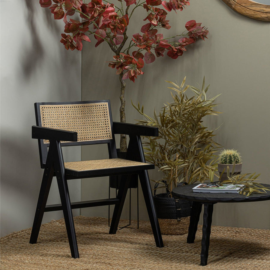 GUNN EETKAMERSTOEL RATTAN/HOUT ZWART