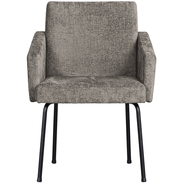 MOUNT EETKAMERSTOEL MET ARMLEUNING GROF GEWEVEN STOF TAUPE (set of 2)