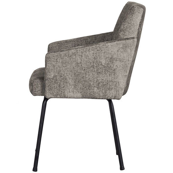MOUNT EETKAMERSTOEL MET ARMLEUNING GROF GEWEVEN STOF TAUPE (set of 2)