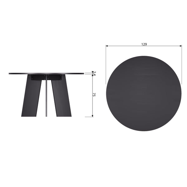 FRIES EETTAFEL O129 CM EIKEN BLACKNIGHT [fsc]