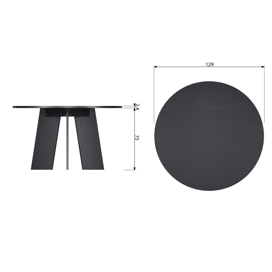 FRIES EETTAFEL O129 CM EIKEN BLACKNIGHT [fsc]