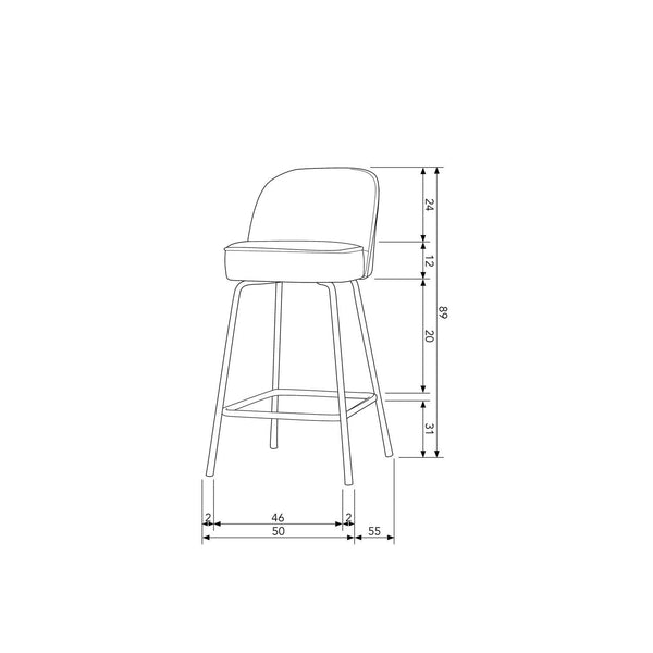 VOGUE BARSTOEL 65 CM GEWEVEN STOF ZAND