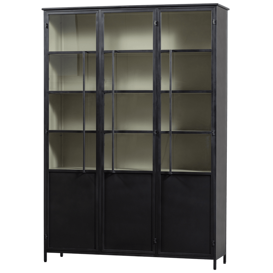 EXHIBIT XL 3-DEURS VITRINEKAST METAAL ZWART