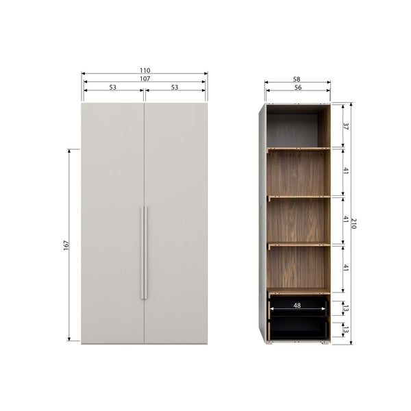 RENS 2-DEURS HANG/LEGKAST GREEP LANG NOTEN/PEBBLE GREY [fsc]