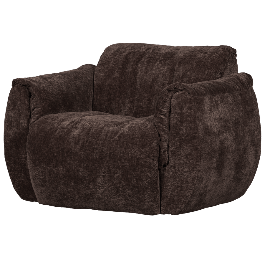 BAGGY DRAAIFAUTEUIL 3D CHENILLE DONKERBRUIN