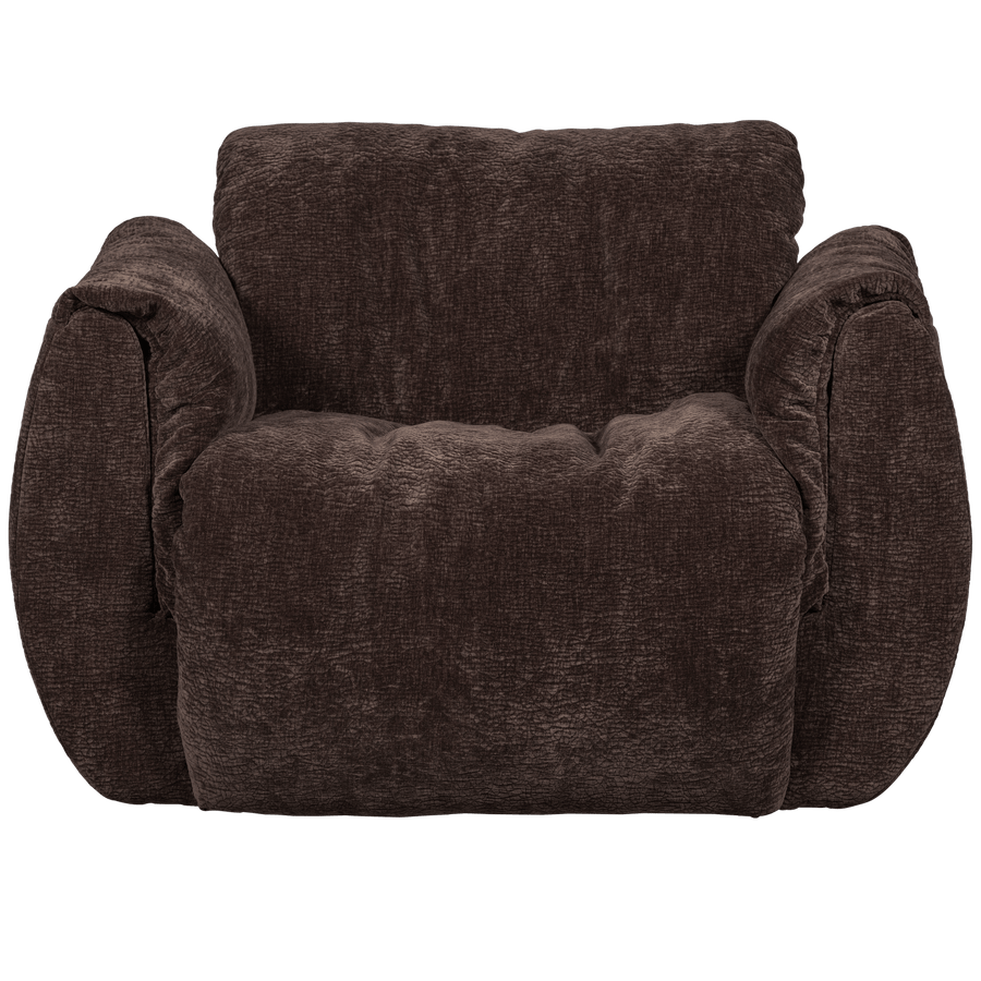 BAGGY DRAAIFAUTEUIL 3D CHENILLE DONKERBRUIN